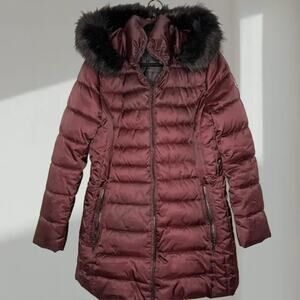 Tahari Faux Fur-Trim Quilted Puffer Coat(Women’s Large)